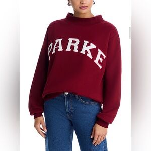 PARKE SOLD OUT‼️Maroon White Varsity Mock Neck Sweatshirt